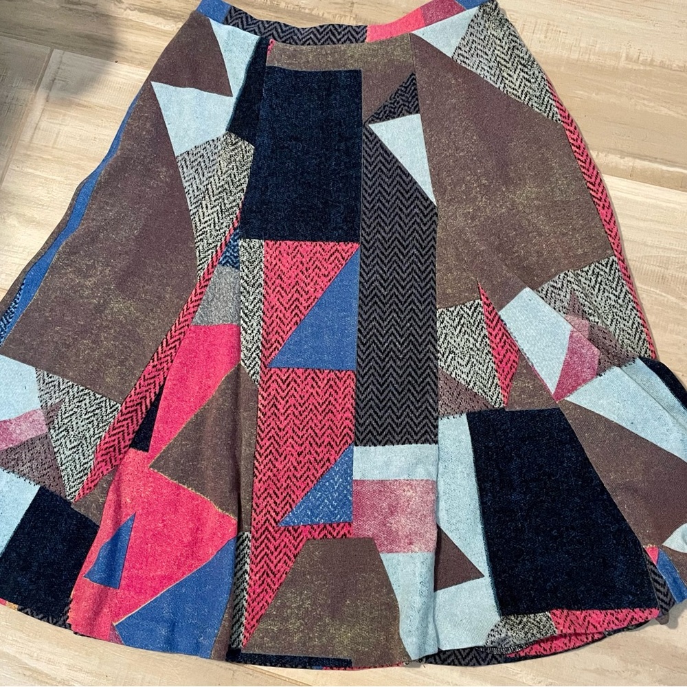 Anthropologie Maeve Patchwork A Line Sweater Knit Skirt size Small